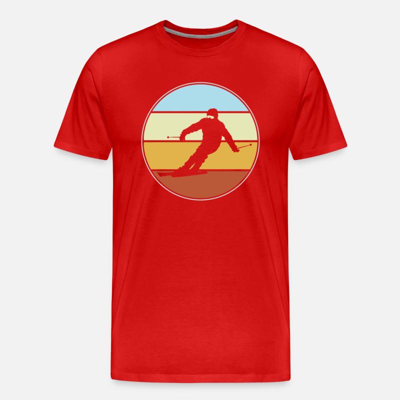 Ski retro - Männer Premium Bio T-Shirt - Rot