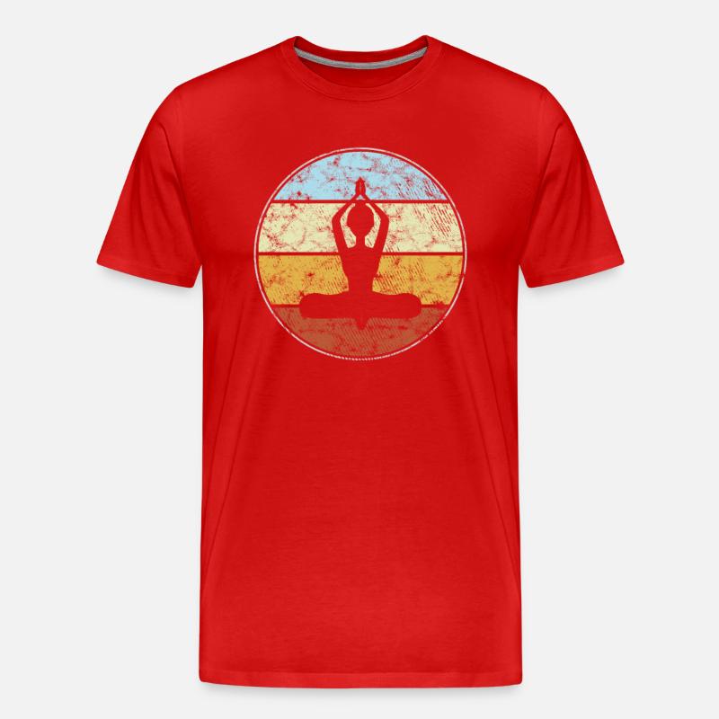 Yoga Retro - Männer Premium Bio T-Shirt - Rot