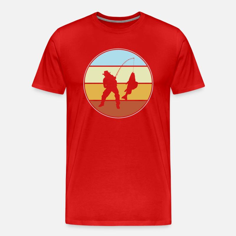 Angeln Retro - Männer Premium Bio T-Shirt - Rot