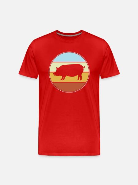 Cochon Rétro - T-shirt bio Premium Homme - rouge