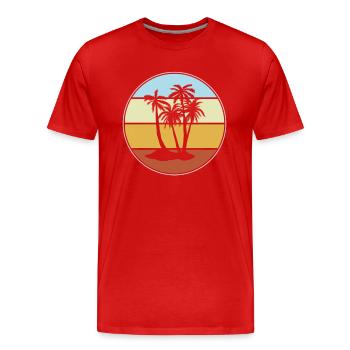 Palm Rétro - T-shirt bio Premium Homme - rouge - Devant - Damien (186cm)