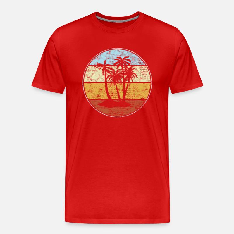 Palmen Retro - Männer Premium Bio T-Shirt - Rot
