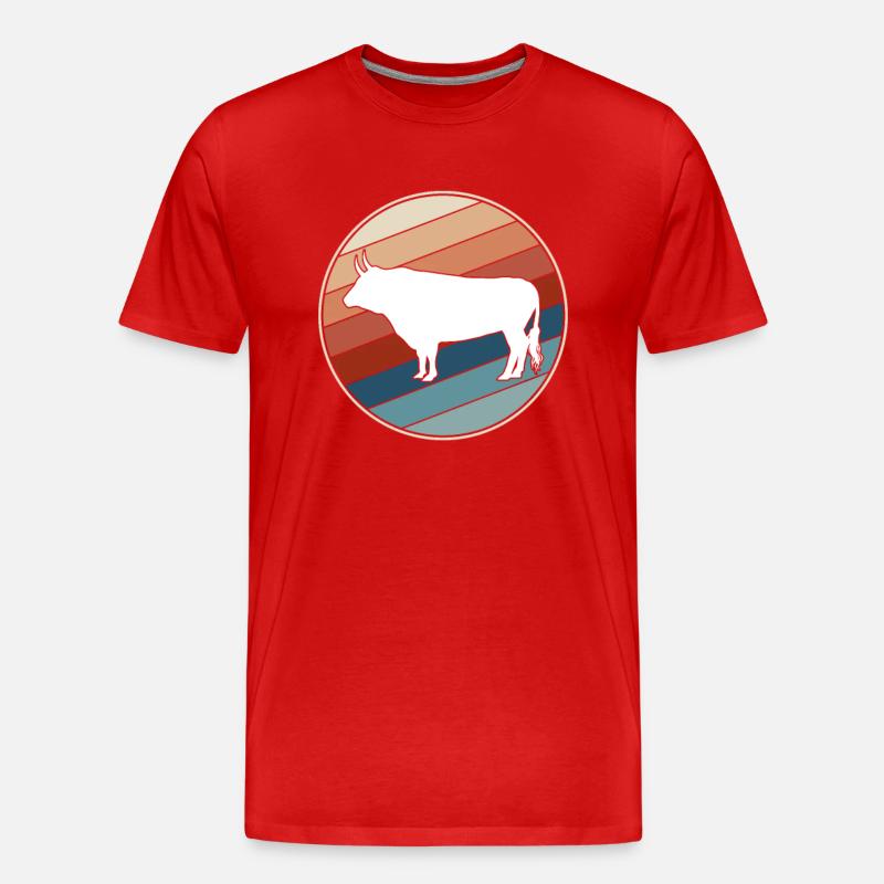 Kuh Retro - Männer Premium Bio T-Shirt - Rot