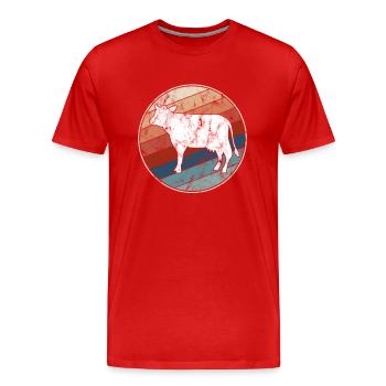 Cow Retro - Men's Premium Organic T-Shirt - red - Front - Damien (186cm)
