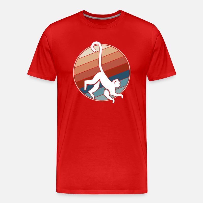 Affe Retro - Männer Premium Bio T-Shirt - Rot