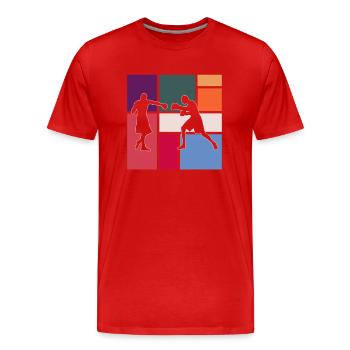 Boxen - Männer Premium Bio T-Shirt - Rot - Vorne - Damien (186cm)