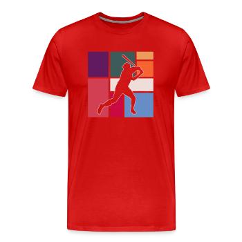 Baseball - Männer Premium Bio T-Shirt - Rot - Vorne - Damien (186cm)