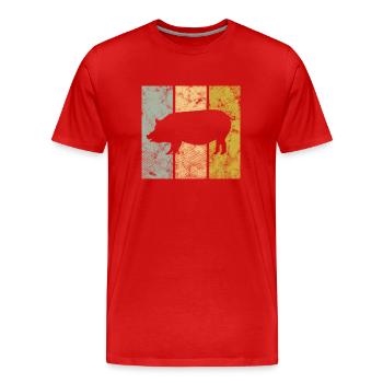 Pig - Men's Premium Organic T-Shirt - red - Front - Damien (186cm)