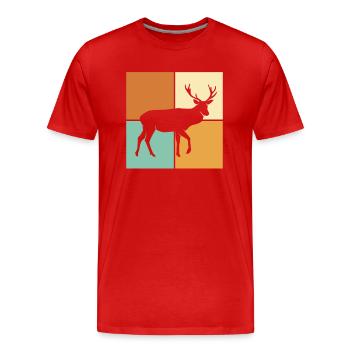 Hirsch - Männer Premium Bio T-Shirt - Rot - Vorne - Damien (186cm)