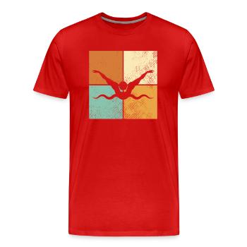 Schwimmen - Männer Premium Bio T-Shirt - Rot - Vorne - Damien (186cm)