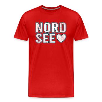 Nordsee - Männer Premium Bio T-Shirt - Rot - Vorne - Damien (186cm)