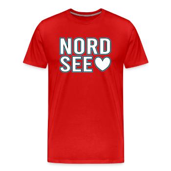 Nordsee - Männer Premium Bio T-Shirt - Rot - Vorne - Damien (186cm)