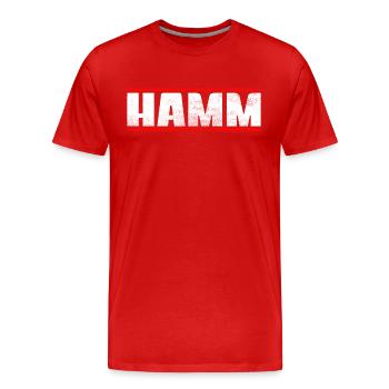 Hamm - Männer Premium Bio T-Shirt - Rot - Vorne - Damien (186cm)