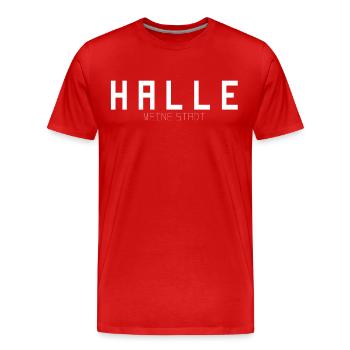 Halle ma ville - T-shirt bio Premium Homme - rouge - Devant - Damien (186cm)