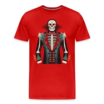 Ein Skelett-Brustkorb, ein Vampir-Smoking-Print Kostüm - Männer Premium Bio T-Shirt - Rot - Vorne - Damien (186cm)