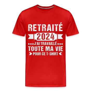 Retraité 2024 humour retraite cadeau pour retraité - T-shirt bio Premium Homme - rouge - Devant - Damien (186cm)