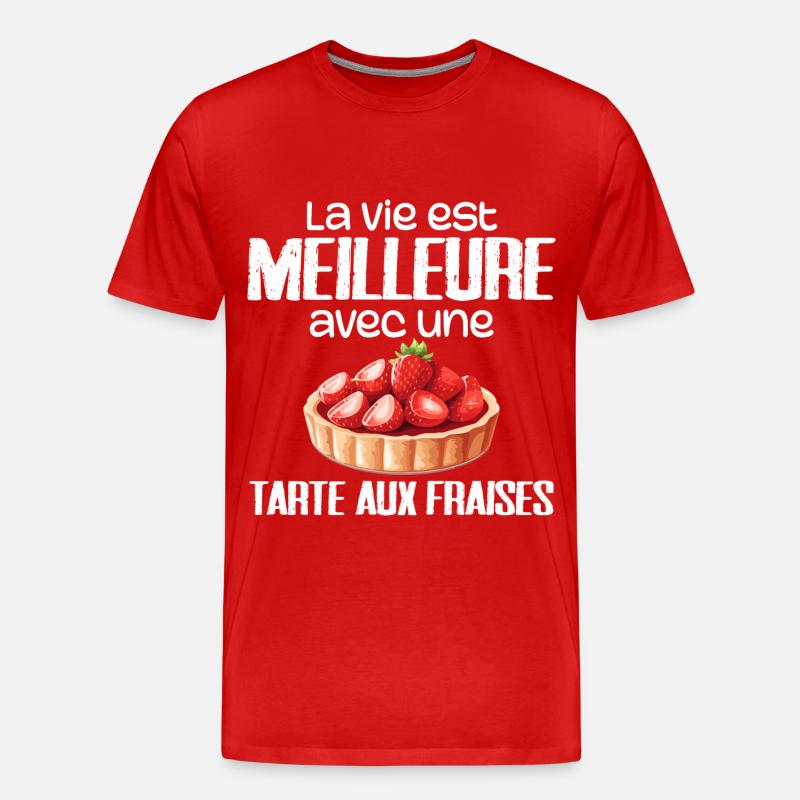 Erdbeerkuchen - Männer Premium Bio T-Shirt - Rot