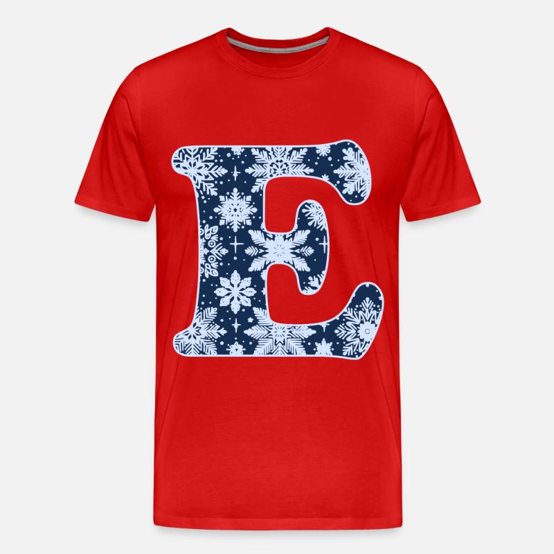 Buchstabe E Schneeflocken - Männer Premium Bio T-Shirt - Rot