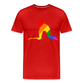 LGBTQ field hockey player - Men's Premium Organic T-Shirt - red - Front - Damien (186cm)