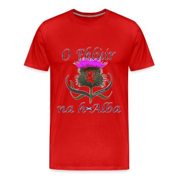 Flower of Scotland wild thistle Alba heritage - Men's Premium Organic T-Shirt - red - Front - Damien (186cm)