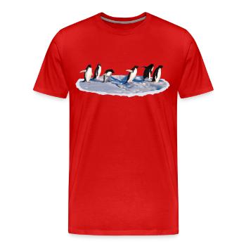 Pingouins sur une banquise Manchot - T-shirt bio Premium Homme - rouge - Devant - Damien (186cm)