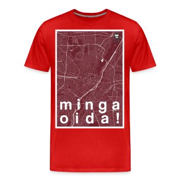 München Hipster Stadt Karte rot minga oida! - Männer Premium Bio T-Shirt - Rot - Vorne - Damien (186cm)