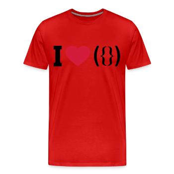 I LOVE PUSSY - ASCII - Men's Premium Organic T-Shirt - red - Front - Damien (186cm)