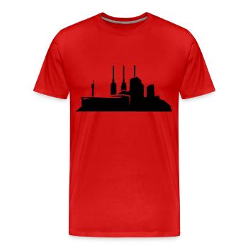 Hannover // Skyline // Silhouette // Skylineshirt - Männer Premium Bio T-Shirt - Rot - Vorne - Damien (186cm)