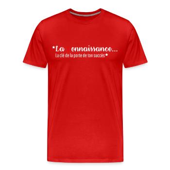 LA CONNAISSANCE LA CLE DE LA PORTE DE TON SUCCES - T-shirt bio Premium Homme - rouge - Devant - Damien (186cm)