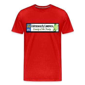 LIMERICK, IRELAND: licence plate tag style decal - Men's Premium Organic T-Shirt - red - Front - Damien (186cm)