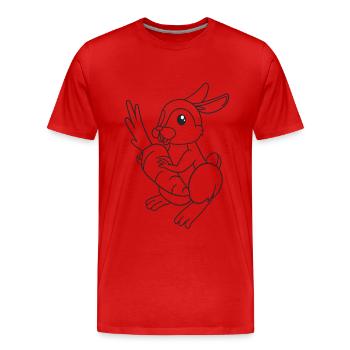 Hase, Kaninchen, Geschenk, Geschenkidee - Männer Premium Bio T-Shirt - Rot - Vorne - Damien (186cm)