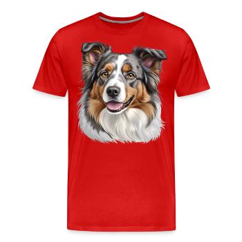Australian Shepherd Kopf - Männer Premium Bio T-Shirt - Rot - Vorne - Damien (186cm)