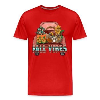 Fall Vibes - Men's Premium Organic T-Shirt - red - Front - Damien (186cm)