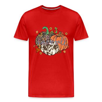 Hello Fall - Men's Premium Organic T-Shirt - red - Front - Damien (186cm)