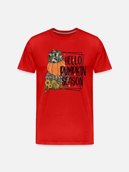 Hallo Kürbissaison - Männer Premium Bio T-Shirt - Rot