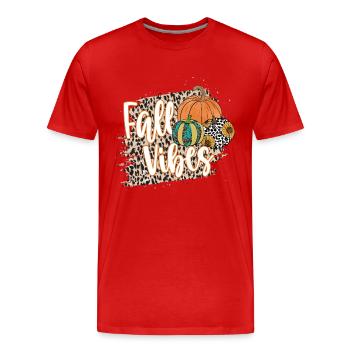 Vibrations automnales - T-shirt bio Premium Homme - rouge - Devant - Damien (186cm)