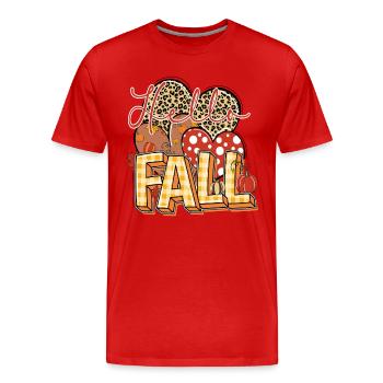 Hello Fall, Happy Fall y'all - Men's Premium Organic T-Shirt - red - Front - Damien (186cm)