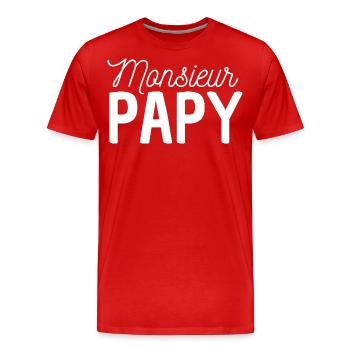 Monsieur papy humour grand-père cadeau - T-shirt bio Premium Homme - rouge - Devant - Damien (186cm)