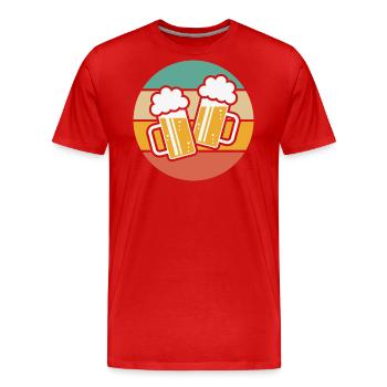 2 cruches de mesure toast, acclamations! (Bière / Dim / 5C) - T-shirt bio Premium Homme - rouge - Devant - Damien (186cm)