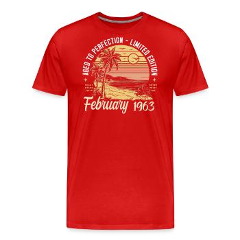 62e anniversaire - légende depuis février 1963 - T-shirt bio Premium Homme - rouge - Devant - Damien (186cm)