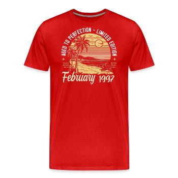 28.Geburtstag - Legende seit Februar 1997 - Männer Premium Bio T-Shirt - Rot - Vorne - Damien (186cm)
