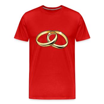 Anneaux de mariage symbole mariage - T-shirt bio Premium Homme - rouge - Devant - Damien (186cm)