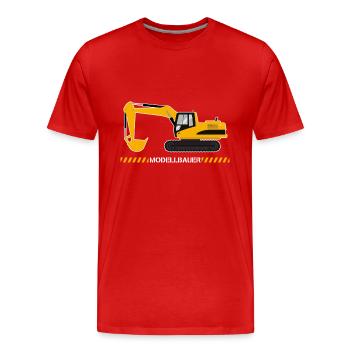 Modellbauer Modellbau Baustelle Bagger Baumaschine - Männer Premium Bio T-Shirt - Rot - Vorne - Damien (186cm)