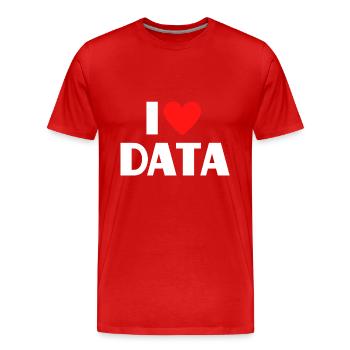 I Love Data Funny Computer Nerd Saying - Men's Premium Organic T-Shirt - red - Front - Damien (186cm)