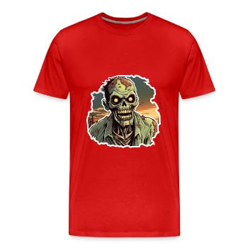 Halloween Zombie - Männer Premium Bio T-Shirt - Rot - Vorne - Damien (186cm)