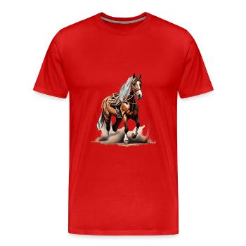 Un cheval de cow-boy - T-shirt bio Premium Homme - rouge - Devant - Damien (186cm)