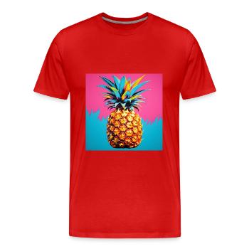 Ananas POP ART - T-shirt bio Premium Homme - rouge - Devant - Damien (186cm)