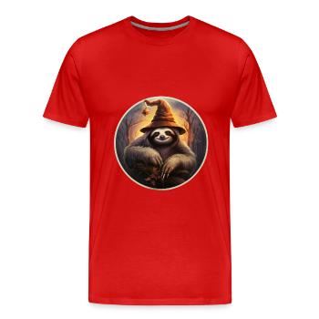 Halloween Faultier - Männer Premium Bio T-Shirt - Rot - Vorne - Damien (186cm)
