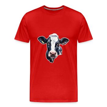 Kuh Holstein-Friesian - Männer Premium Bio T-Shirt - Rot - Vorne - Damien (186cm)