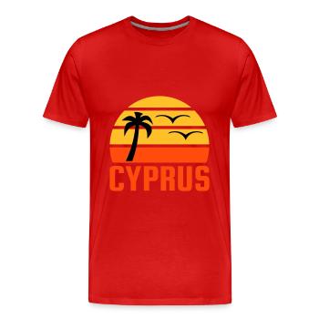 Cyprus (Halbsonne, Palme, zwei Vögel) - Männer Premium Bio T-Shirt - Rot - Vorne - Damien (186cm)
